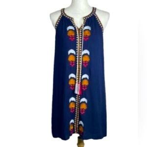 THML Navy Blue Embroidered Shift Dress |Size Small